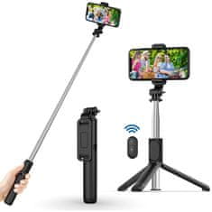 Techsuit Selfie tyč Tripod Techsuit Q12 bluetooth stativ na dálkové ovládání, černá