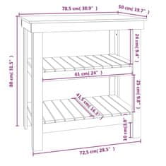 Greatstore Dílenský stůl 78,5 x 50 x 80 cm masivní borové dřevo