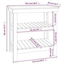 Greatstore Dílenský stůl bílý 78,5 x 50 x 80 cm masivní borové dřevo