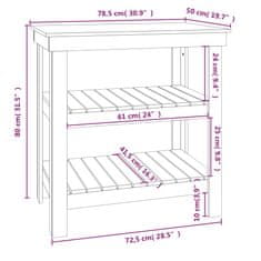 Greatstore Dílenský stůl černý 78,5 x 50 x 80 cm masivní borové dřevo