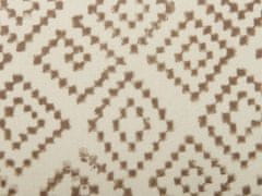 Beliani Sametový polštář se střapci geometrický vzor 45 x 45 cm béžový SANTOLINA
