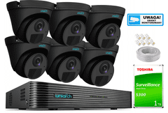 Uniview Surveillance Set 6 IP kamer 4MPx venkovní PoE