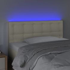 Greatstore Čelo postele s LED krémové 80 x 5 x 78/88 cm umělá kůže