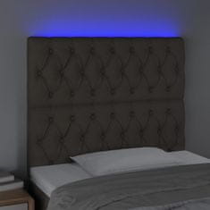 Greatstore Čelo postele s LED taupe 100x7x118/128 cm textil