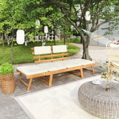 shumee VidaXL Zahradní lavice s polštáři 2 v 1 190 cm akáciové dřevo