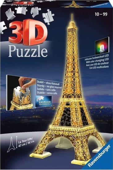 Ravensburger RAVENSBURGER Svítící 3D puzzle Noční edice Eiffelova věž 216 dílků