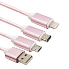 Northix Nabíjecí kabel 3v1 - růžový 
