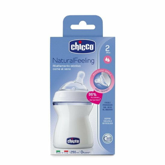 Chicco Natural Feeling dětská kojenecká láhev bílá 250ml, od 2m +