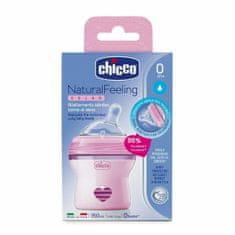 Chicco Natural Feeling dětská kojenecká láhev růžová 150ml, od 0m +