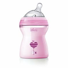 Chicco Natural Feeling dětská kojenecká láhev růžová 250ml, od 2m +