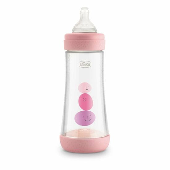 Chicco Perfect 5, Kojenecká antikoliková láhev, 300ml, růžová, 4m +