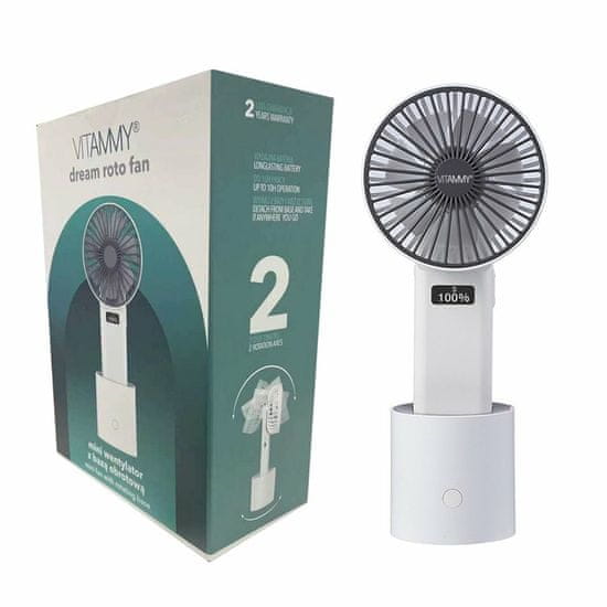 Vitammy Dream Roto fan, USB mini stolní ventilátor s otočnou základnou, bílá