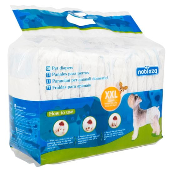 nobleza Plenky Pro Psy Jednorázové Pampers Pro Fenky pro psa Xxl 18-32 Kg - 12 Ks.