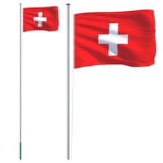 Greatstore Vlajka Švýcarska a stožár 6,23 m hliník
