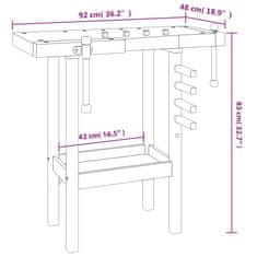 Greatstore Pracovní stůl se svěráky 92 x 48 x 83 cm masivní akáciové dřevo