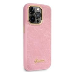 Guess GUHCP14LHGCRHP hard silikonové pouzdro iPhone 14 PRO 6.1" pink Croco Collection