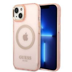 Guess GUHMP14MHTCMP hard silikonové pouzdro iPhone 14 PLUS 6.7" pink Gold Outline Translucent MagSafe