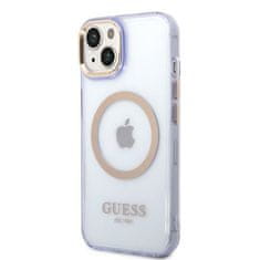 Guess GUHMP14SHTCMU hard silikonové pouzdro iPhone 14 6.1" purple Gold Outline Translucent MagSafe