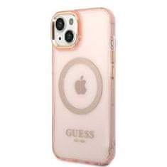 Guess GUHMP14MHTCMP hard silikonové pouzdro iPhone 14 PLUS 6.7" pink Gold Outline Translucent MagSafe