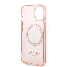 Guess GUHMP14MHTCMP hard silikonové pouzdro iPhone 14 PLUS 6.7" pink Gold Outline Translucent MagSafe