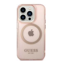 Guess GUHMP14LHTCMP hard silikonové pouzdro iPhone 14 PRO 6.1" pink Gold Outline Translucent MagSafe