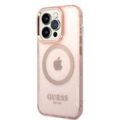 Guess GUHMP14LHTCMP hard silikonové pouzdro iPhone 14 PRO 6.1" pink Gold Outline Translucent MagSafe