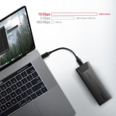 AXAGON EEM2-GTSA, USB-C 3.2 Gen 2 - M.2 NVMe SSD kovový THIN box, bezšroubkový