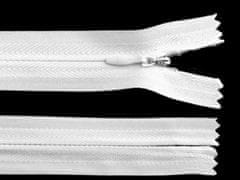 Kraftika 1ks bílá zip skrytý nedělitelný 3 mm délka 20 cm