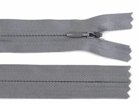 Kraftika 1ks šedá neutrální zip skrytý nedělitelný 3 mm délka 30 cm,