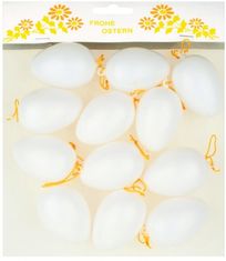 Anděl Přerov Vajíčka plastová na zavěšení bílá 6 cm, 12 ks, 8230