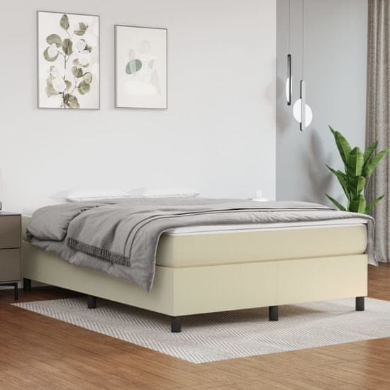 Greatstore Box spring postel krémová 140 x 200 cm umělá kůže