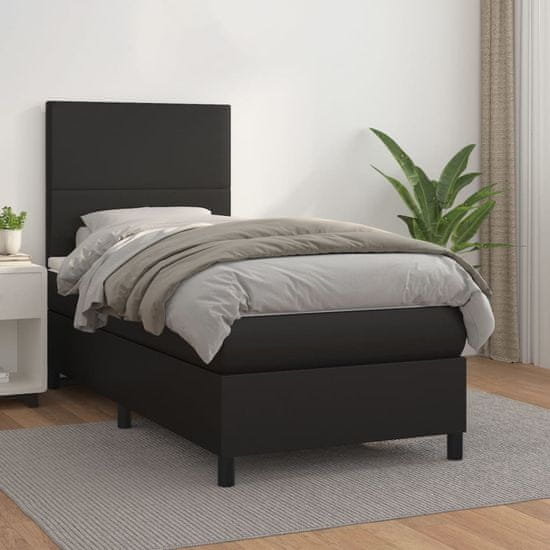 Vidaxl Box spring postel s matrací černá 90x200 cm umělá kůže