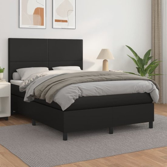 Greatstore Box spring postel s matrací černý 140 x 190 cm umělá kůže