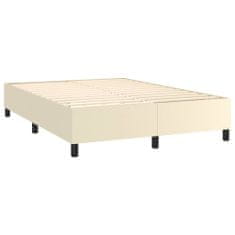 Greatstore Box spring postel s matrací a LED krémová 140x190 cm umělá kůže