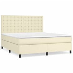 Greatstore Box spring postel s matrací krémová 160x200 cm umělá kůže