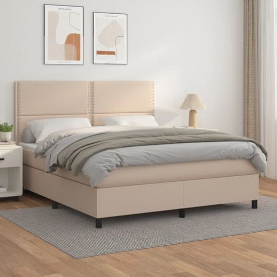 Greatstore Box spring postel s matrací cappuccino 160x200 cm umělá kůže