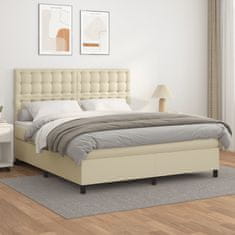 Greatstore Box spring postel s matrací krémová 160x200 cm umělá kůže