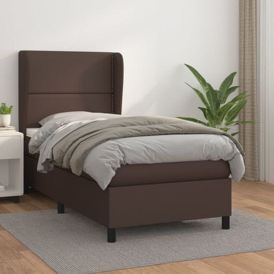 Greatstore Box spring postel s matrací hnědá 80 x 200 cm umělá kůže