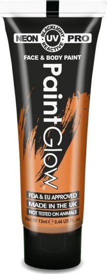 PaintGlow  Barva na obličej a tělo Neon UV PRO - oranžová 13ml