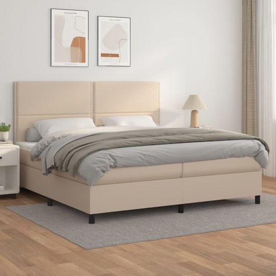 Vidaxl Box spring postel s matrací cappuccino 200 x 200 cm umělá kůže