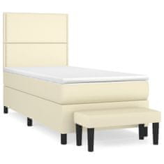 Greatstore Box spring postel s matrací krémová 90x190 cm umělá kůže