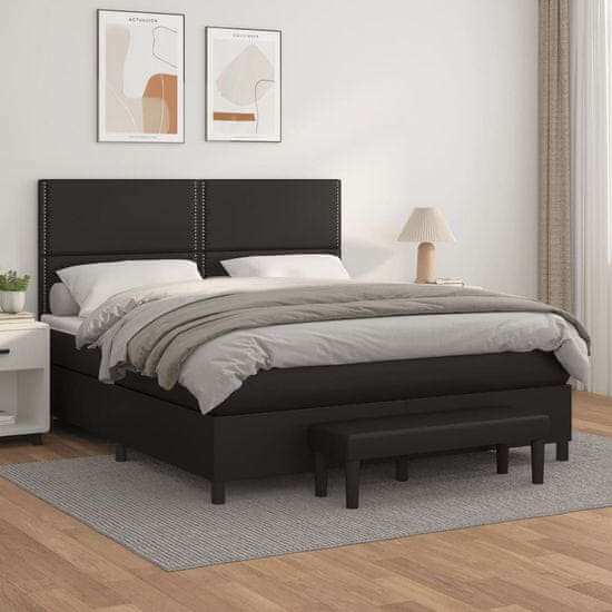 Greatstore Box spring postel s matrací černá 180x200 cm umělá kůže