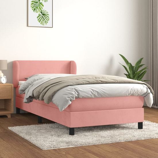 shumee Box spring postel s matrací růžová 100x200 cm samet