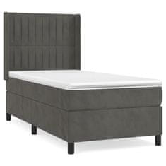 Greatstore Box spring postel s matrací tmavě šedá 80 x 200 cm samet