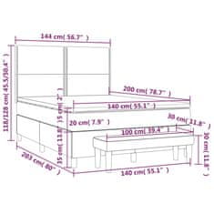 Vidaxl Box spring postel s matrací světle šedá 140x200 cm samet