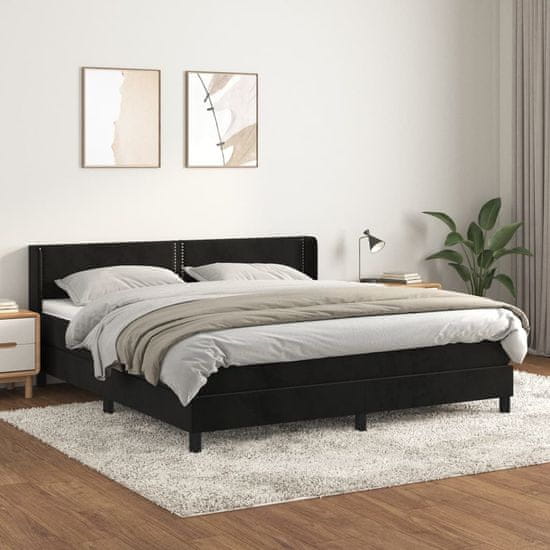 Vidaxl Box spring postel s matrací černá 160x200 cm samet