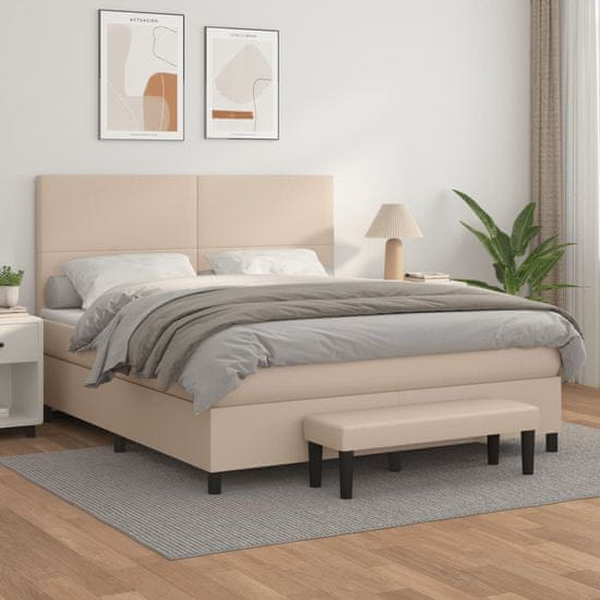 Greatstore Box spring postel s matrací cappuccino 160x200 cm umělá kůže