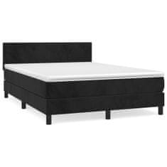 Greatstore Box spring postel s matrací černá 140 x 190 cm samet