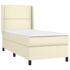 Greatstore Box spring postel s matrací krémová 90x190 cm umělá kůže