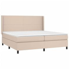 Greatstore Box spring postel matrace a LED cappuccino 200x200cm umělá kůže